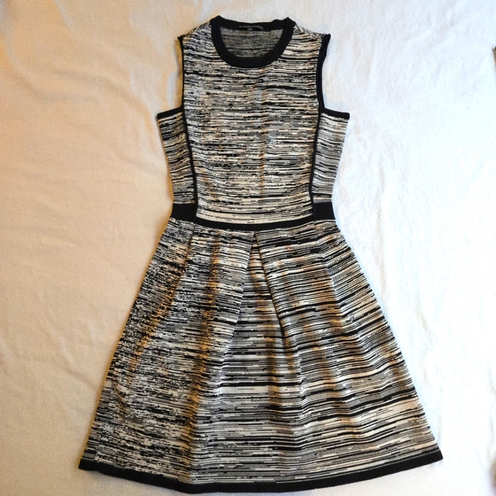 WGB Walter Baker Black & Grey Space Dye Stretch Knit Fit & Flare Dress